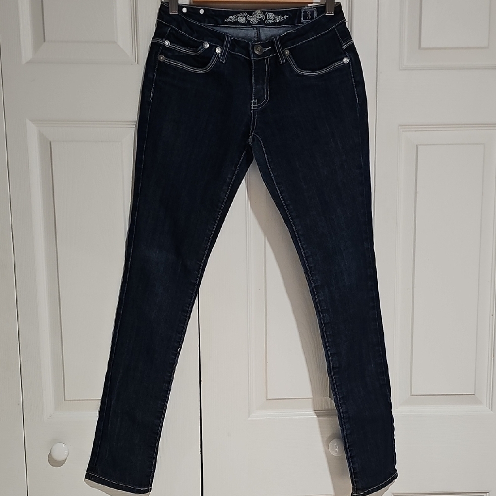 Vintage Y2K Rampage Jeans – Size 3 – Dark Wash Low Rise Skinny
